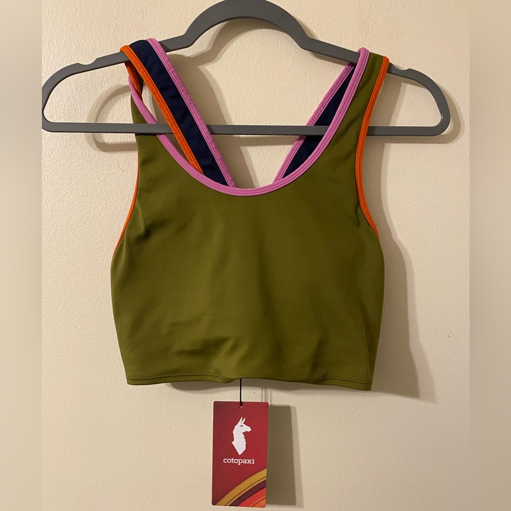 New NWT Cotopaxi Mari Crop Padded Sports Bra Athletic Top in Oak Green